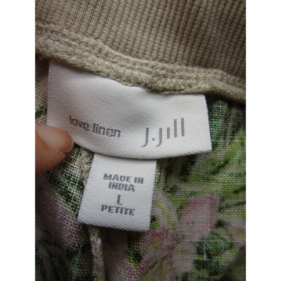J Jill Pants Large Petites Love Linen Crop Wide Leg Floral Pull On - Picture 7 of 9